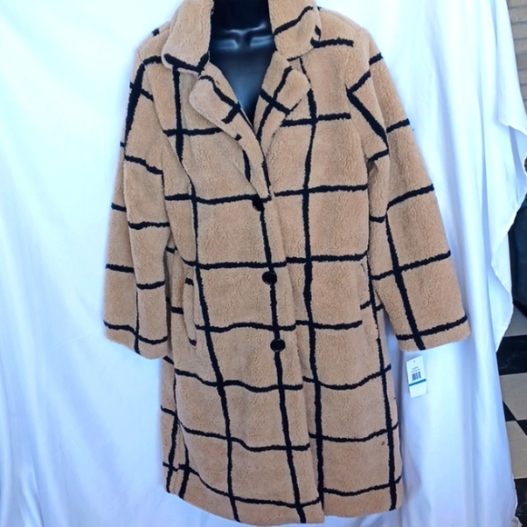 Jessica Simpson Teddy Trench Coat, XL, tan & black - Picture 1 of 9